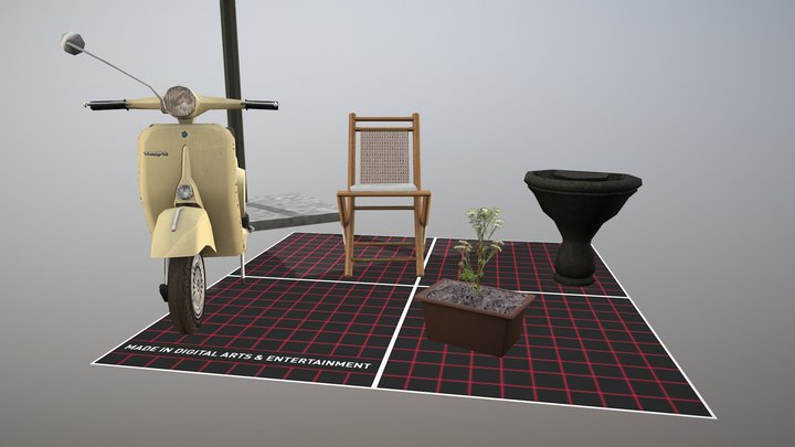 Low poly props scene: "Dry and protected!" 3D Model