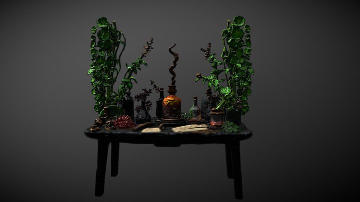 gothic alchemy table for mutant plant experiment