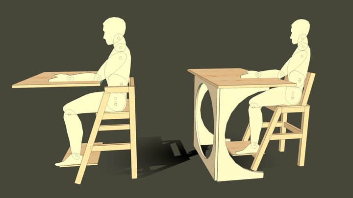 Wooden Chair Adjustable 3D Model