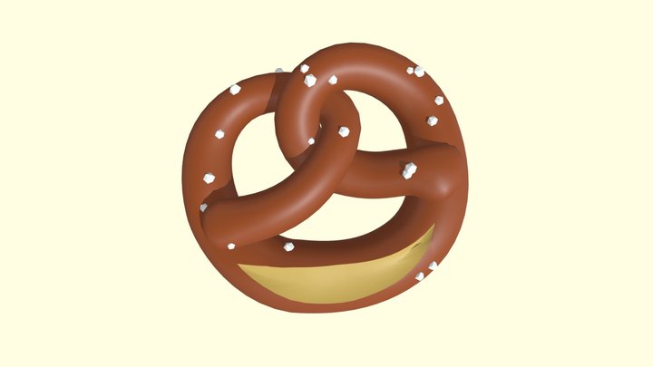 Low poly stylized bavarian brezel 3D Model