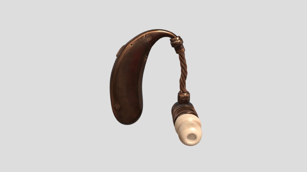 Antique Copper Hearing Aid with Ivory Ear Mold