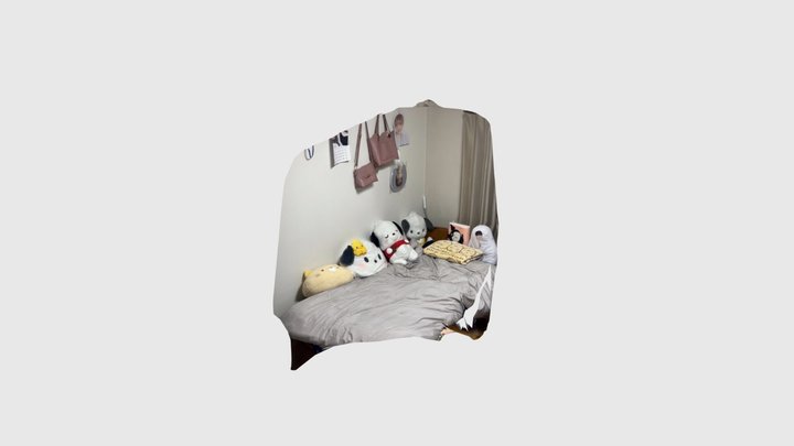 部屋のベッド上、周り 3D Model