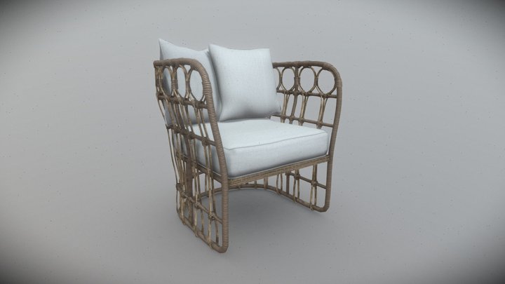 Woven terrace chair (Low Poly) 3D Model