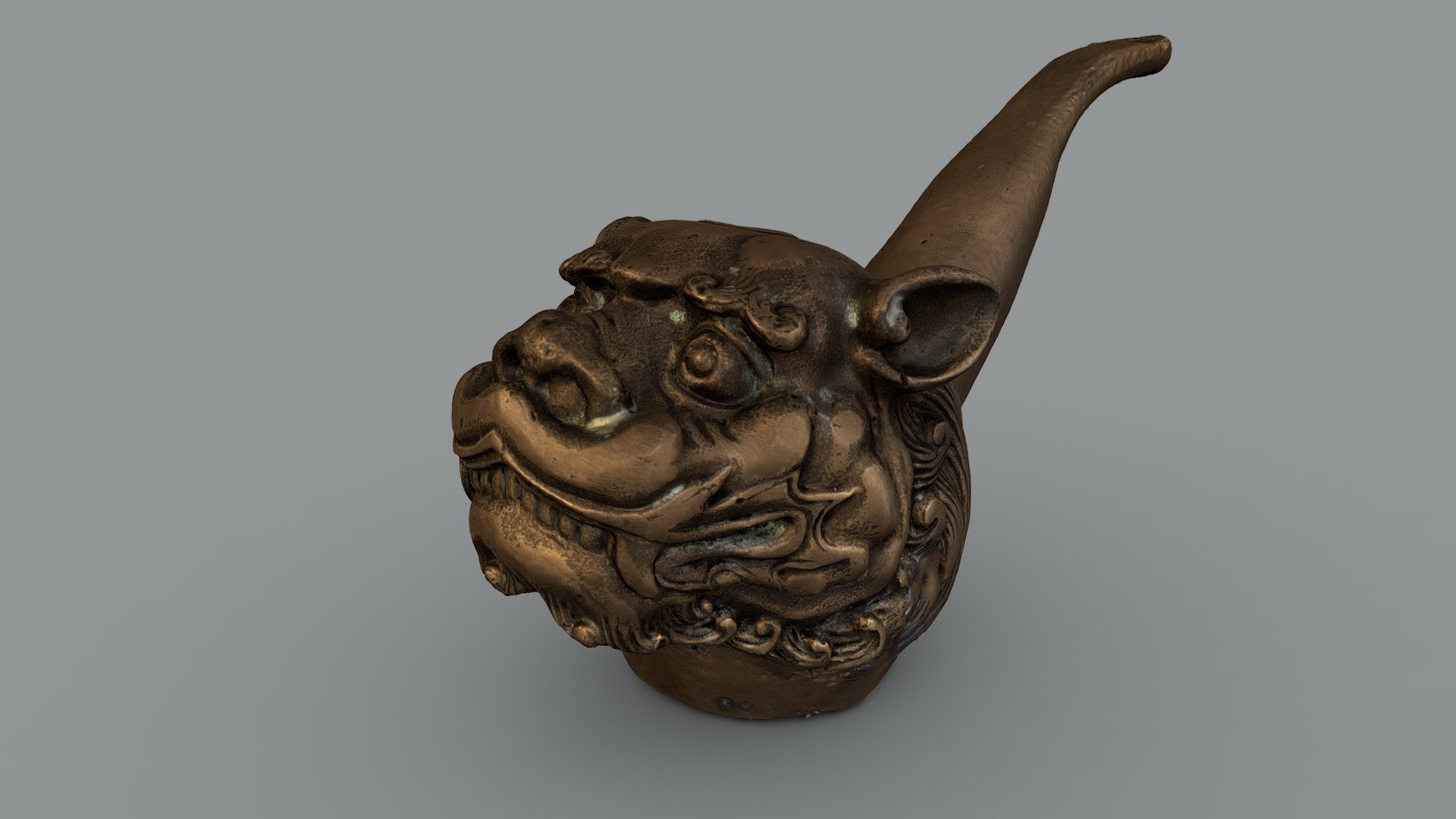 Foo Dog Brass Pipe — Sketchfab embed 3D viewer