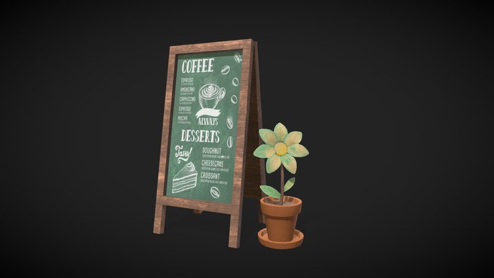 Coffee Chalkboard 3D Model