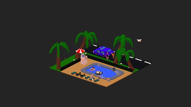 Public Swimming Pool - Voxel 3D Model