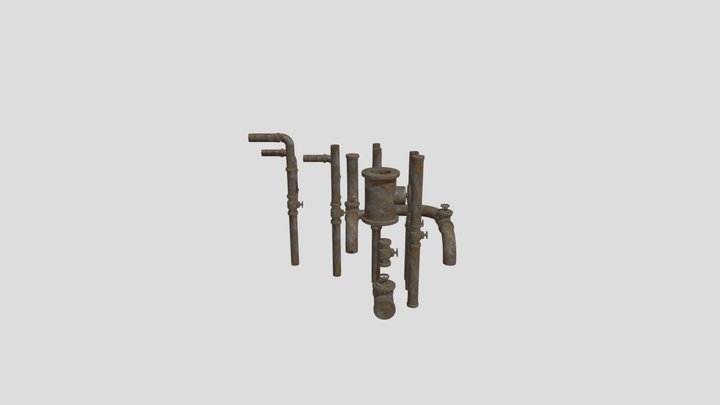 [free] - Rusty Street Pipes - {TEXTURED} 3D Model