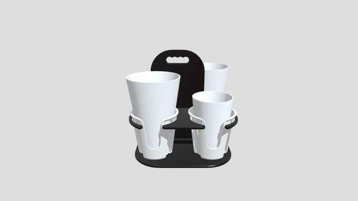 4 Cups Multisize Drink Carrier 3D Model