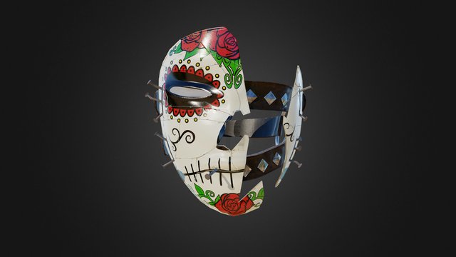 Broken Mask - Red Sugar Skull Theme 3D Model