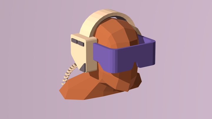 Retro VR Headset Low Poly 3D Model