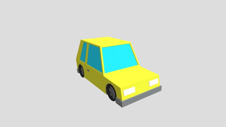 Low-Poly Two-Door Car 3D Model
