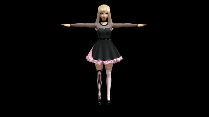 Dietah black-pink dress - FREE 3D Model