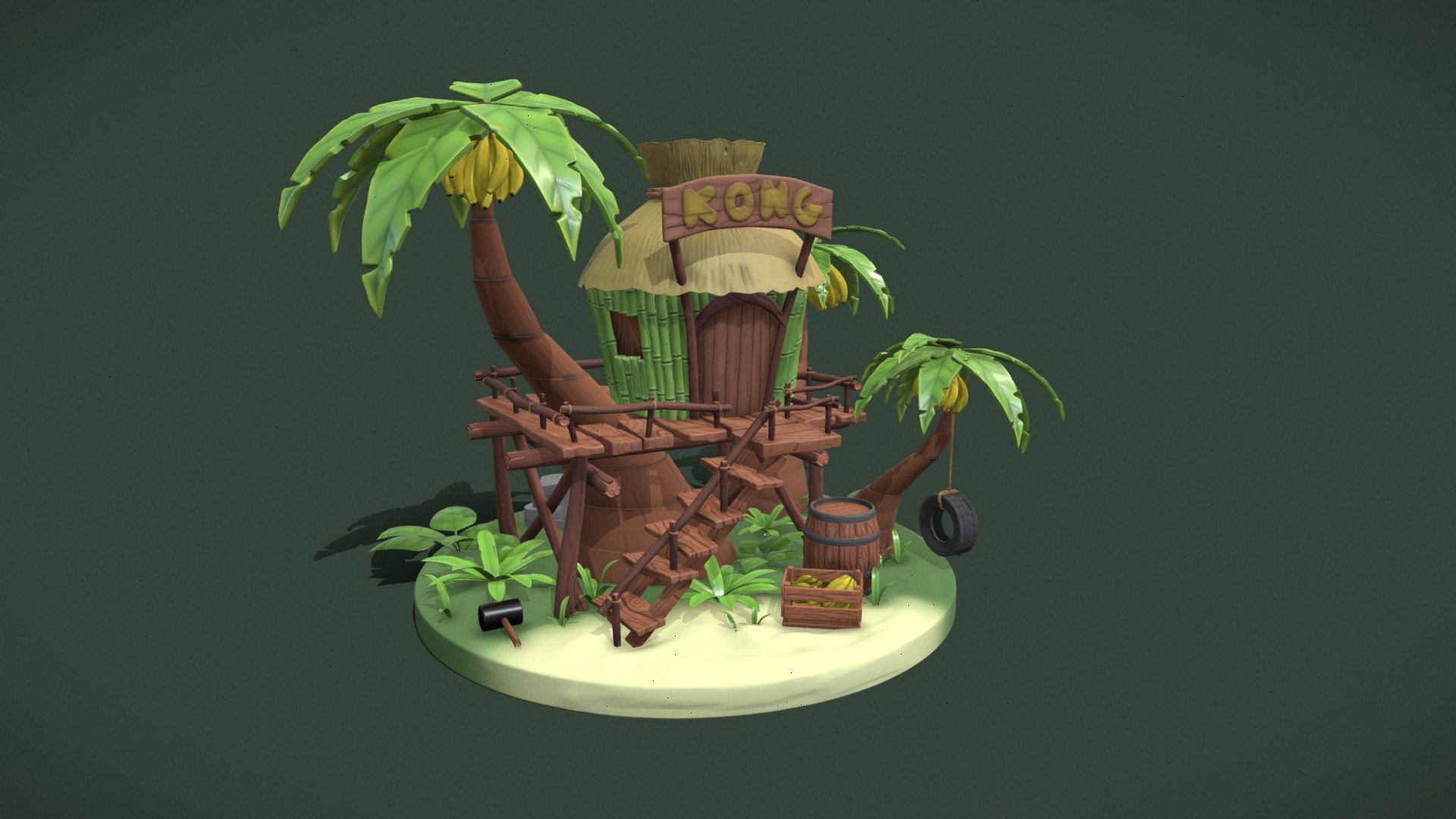 Donkey Kong treehouse - Download Free 3D model by kobe.van.stichel ...