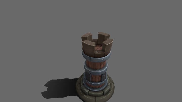 Stylized hand painted Tower 3D Model