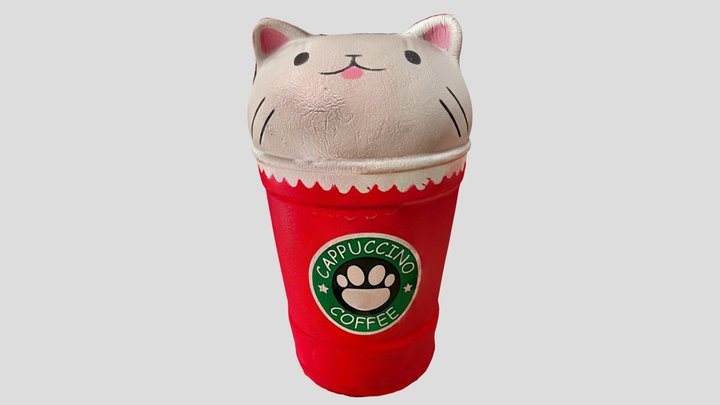 Cappuccino coffee cat plush 3D Model