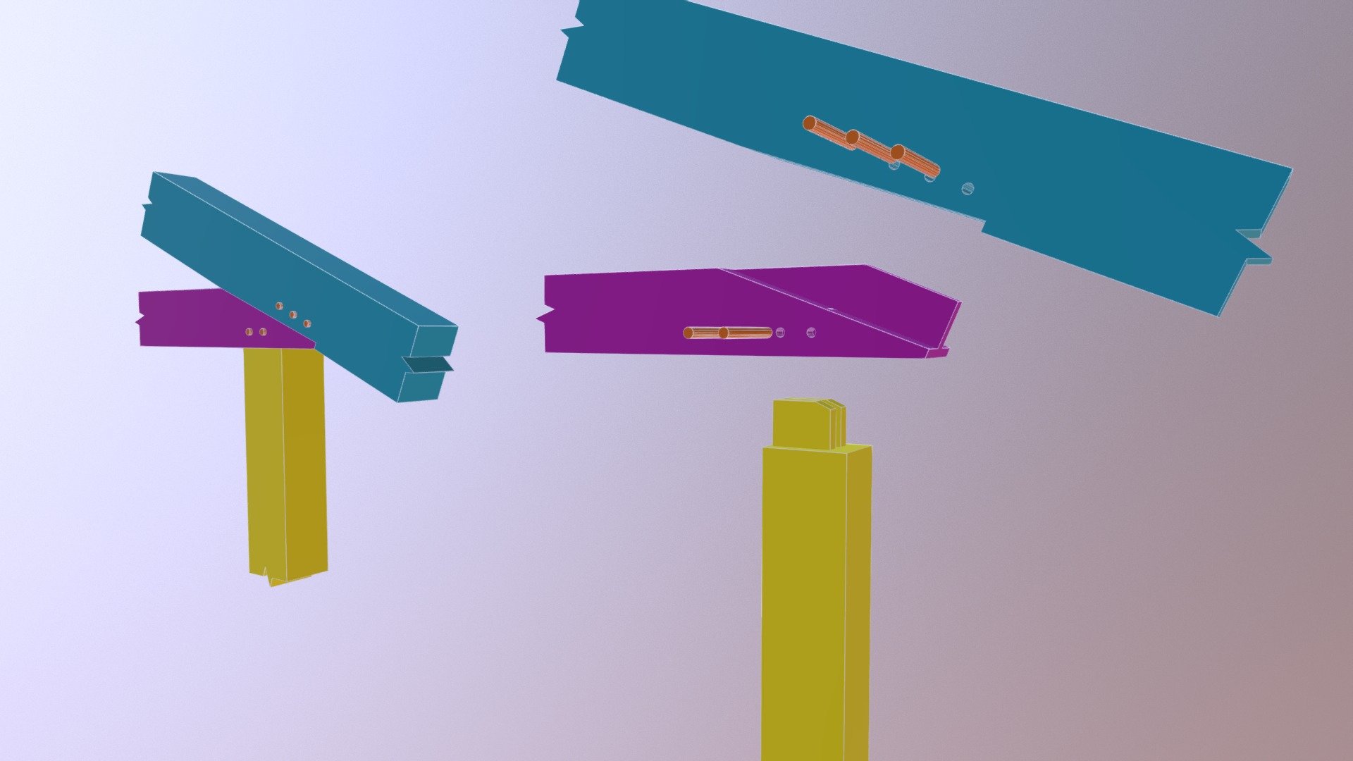 Mortise and Tenon with Double Tenon 3D model by Timber Frame HQ
