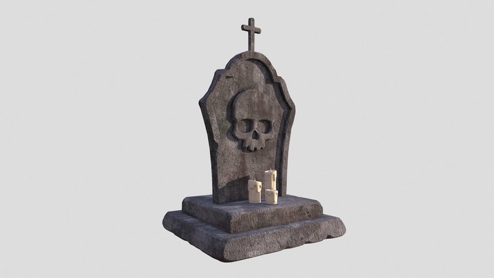 Skull Tombstone 3D Model