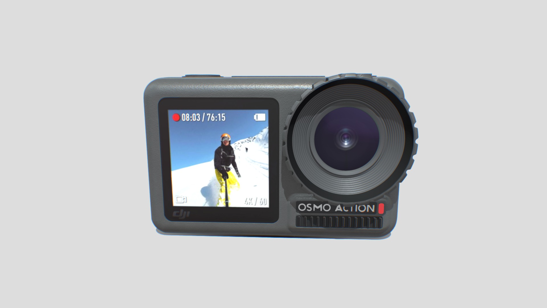 3D model DJI OSMO Action mid-poly - This is a 3D model of the DJI OSMO Action mid-poly. The 3D model is about a camera with a screen.