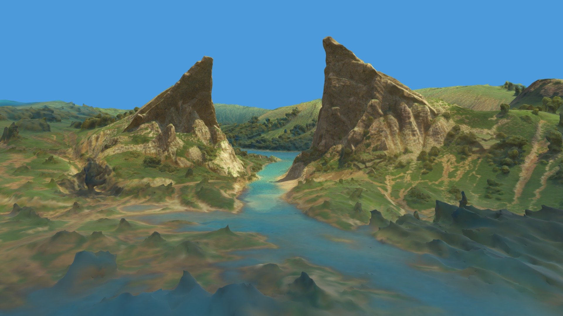 Witcher 3 in Toussaint two large rocks