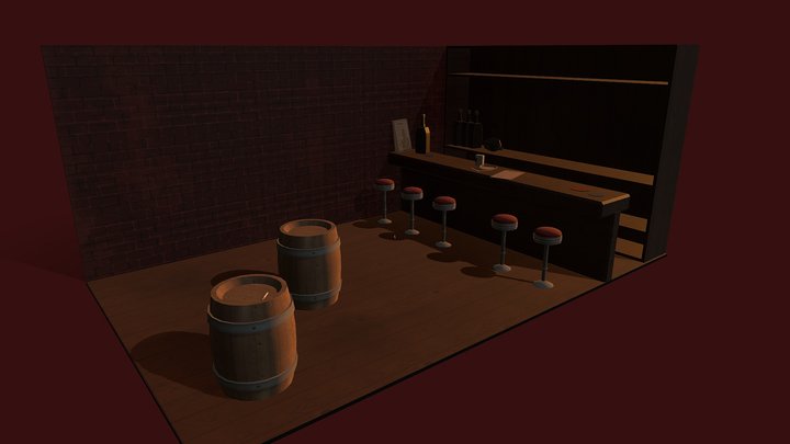 Phoenix's Bar and Restaurant Diorama 3D Model