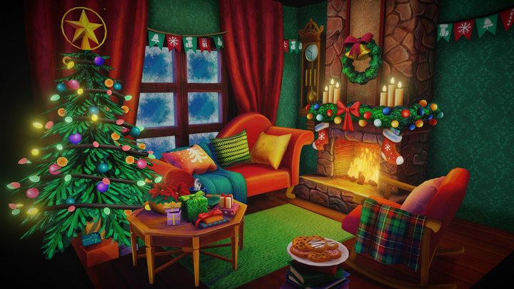 Christmas living room 3D Model