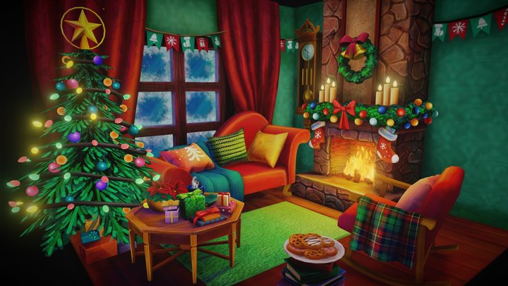 Christmas living room 3D Model