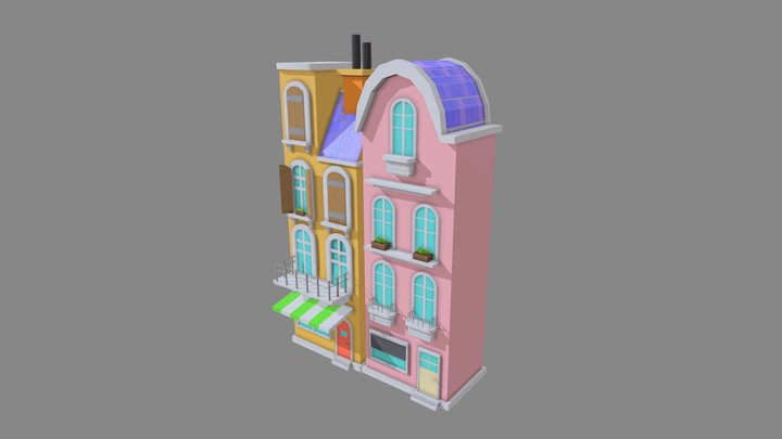 LowPoly European Townhouses