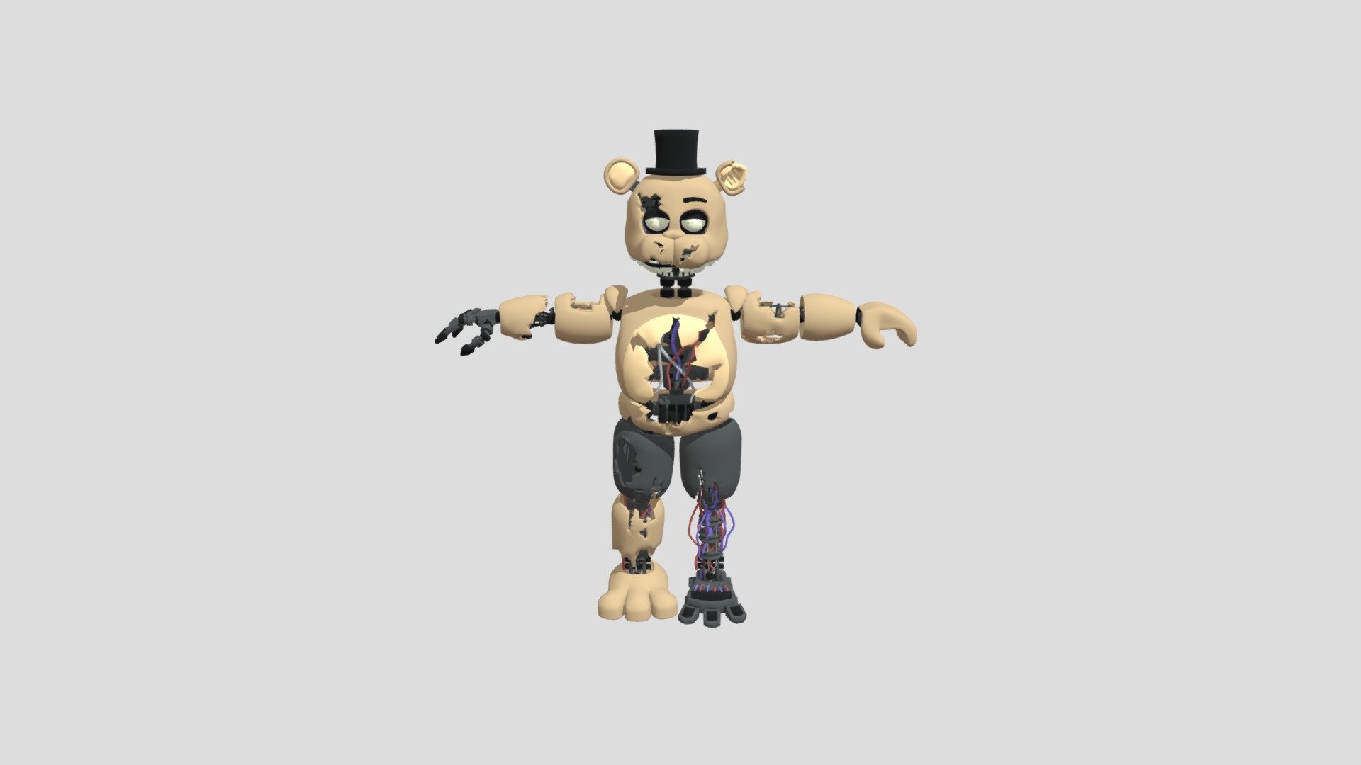 Shattered Freddy fnaf 2 Download Free 3D model by NachiG [836872d