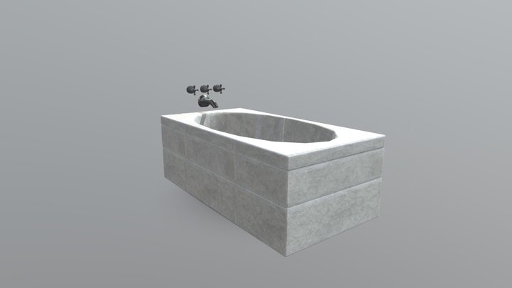 3D bathtub and faucet set prop 3D Model