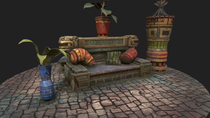 Couch Scene 3D Model