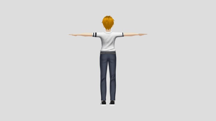 anime_male_number_1_lowpoly 3D Model