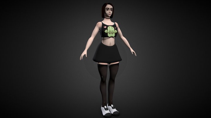 Girl in the Skirt (Rigged) 3D Model