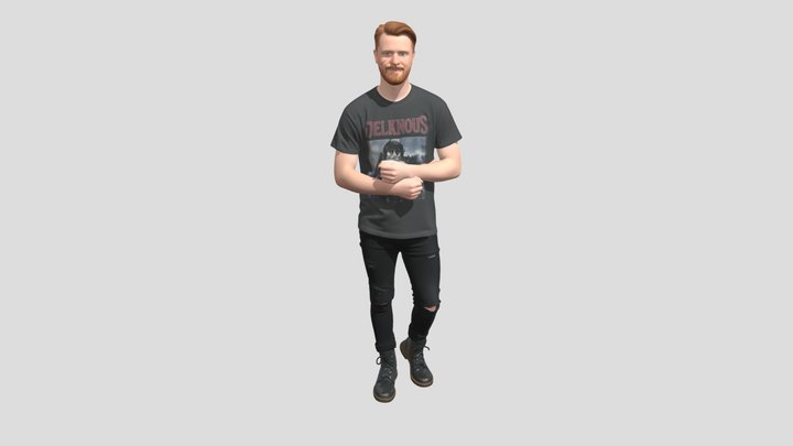 Redheaded man in a black tee and ripped jeans – Modello 3D gratuito STL