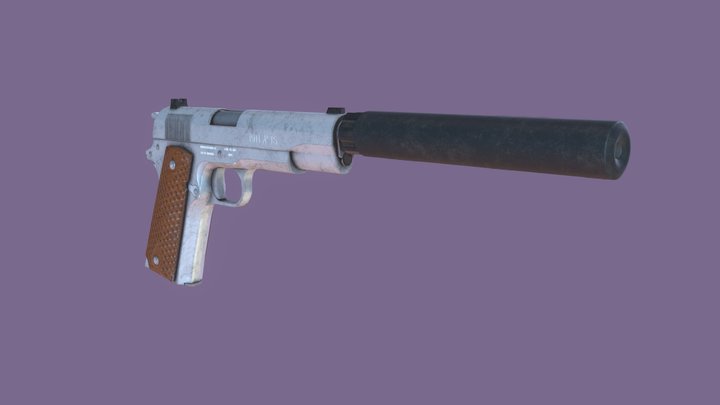 Silenced 1911 Pistol 3D Model