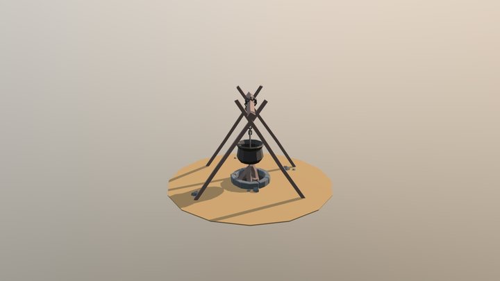 Low-Poly Fireplace 3D Model