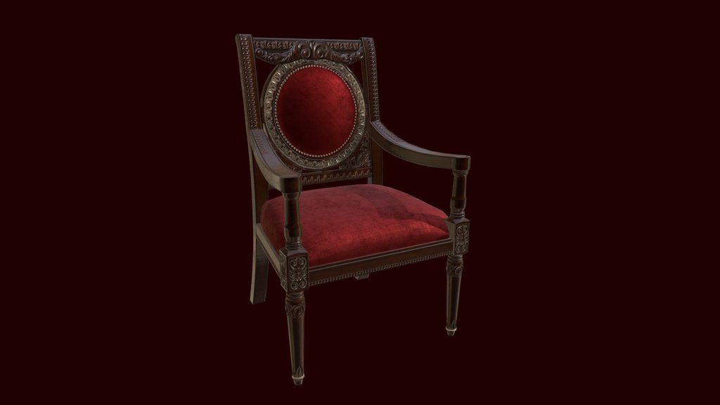 Empire Armchair with Red Upholstery
