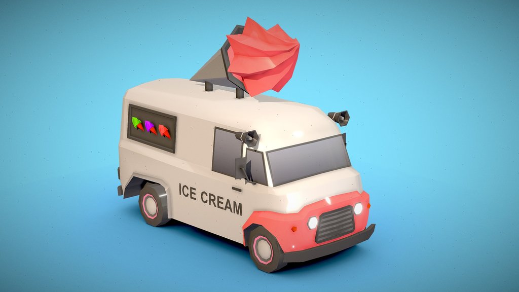 Ice Cream Car Low_Poly