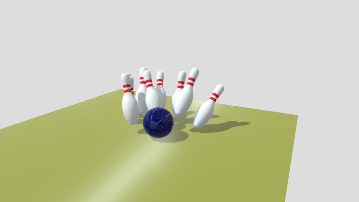 Bowling Ball and Pins 3D Model