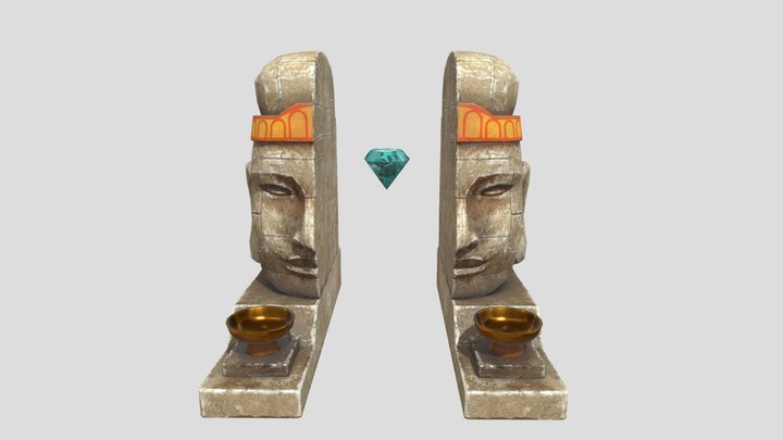 Half Head Statue AngKor 3D Model