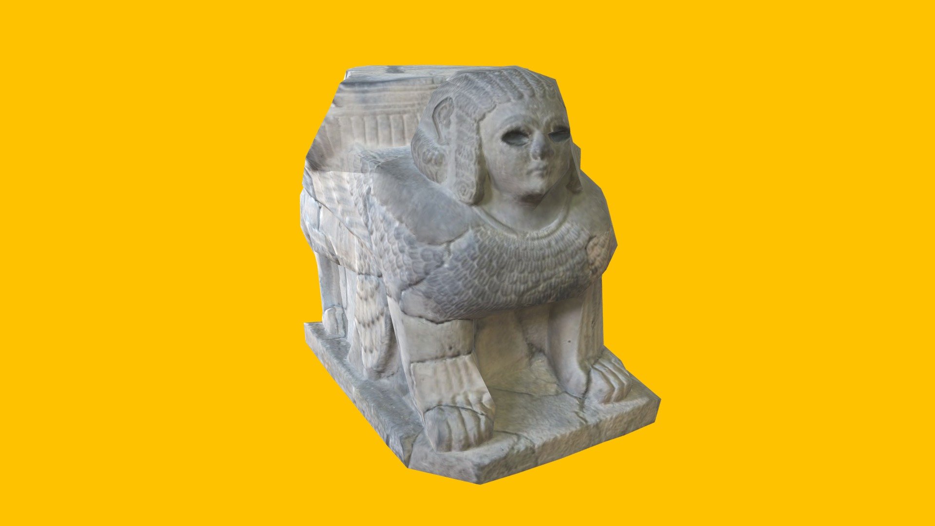 [1k] Basalt Column Base Depicting a Sphinx