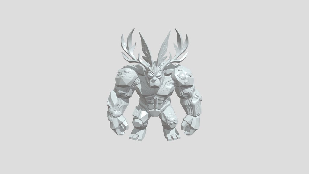 Elemental stone forest guardian with glowing ci