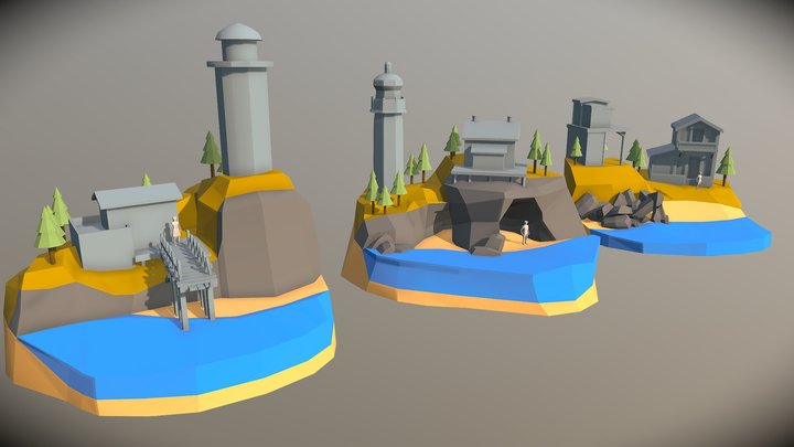 By the Ocean - Diorama and House blockout 3D Model