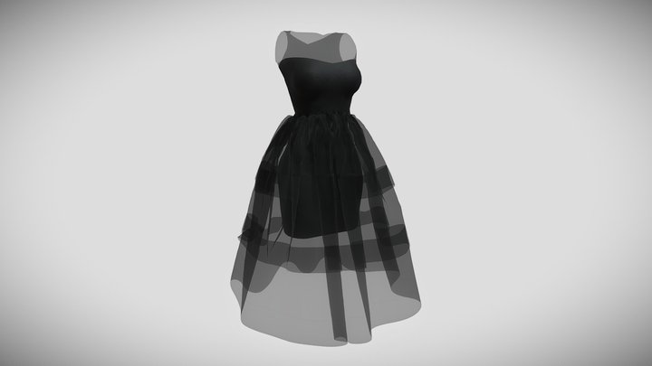 Organza black dress 3D Model