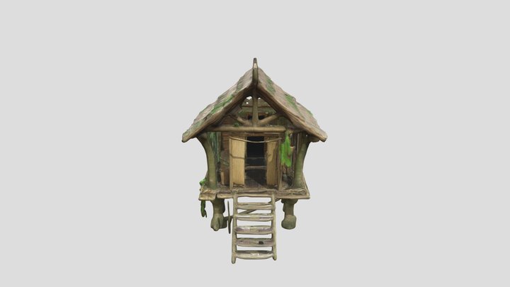 Jungle hut on stilts 1 3D Model