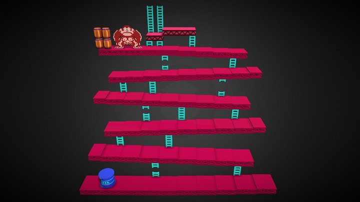 Classic Donkey Kong Level (NES) 3D Model