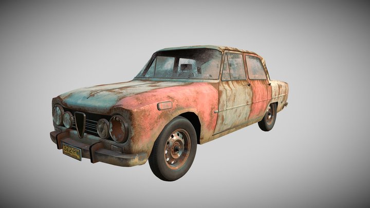 Rusted alfa romeo old car 3D Model