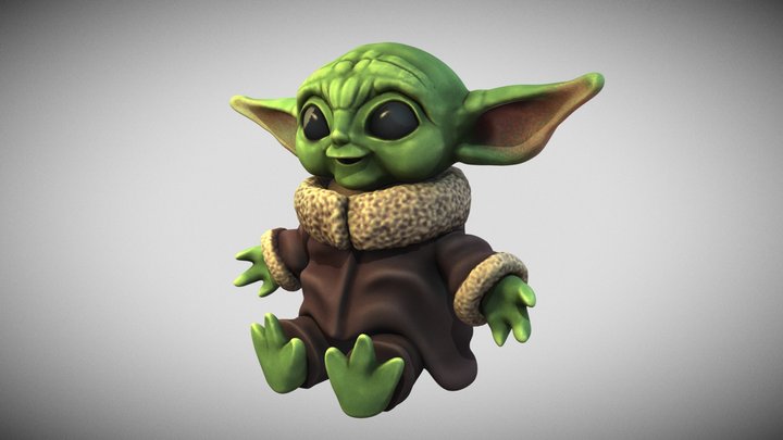 baby yoda 3D Printable (with vertex color) 3D Model