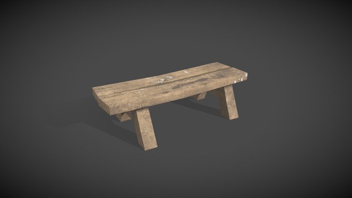 Wooden Bench 3D Model