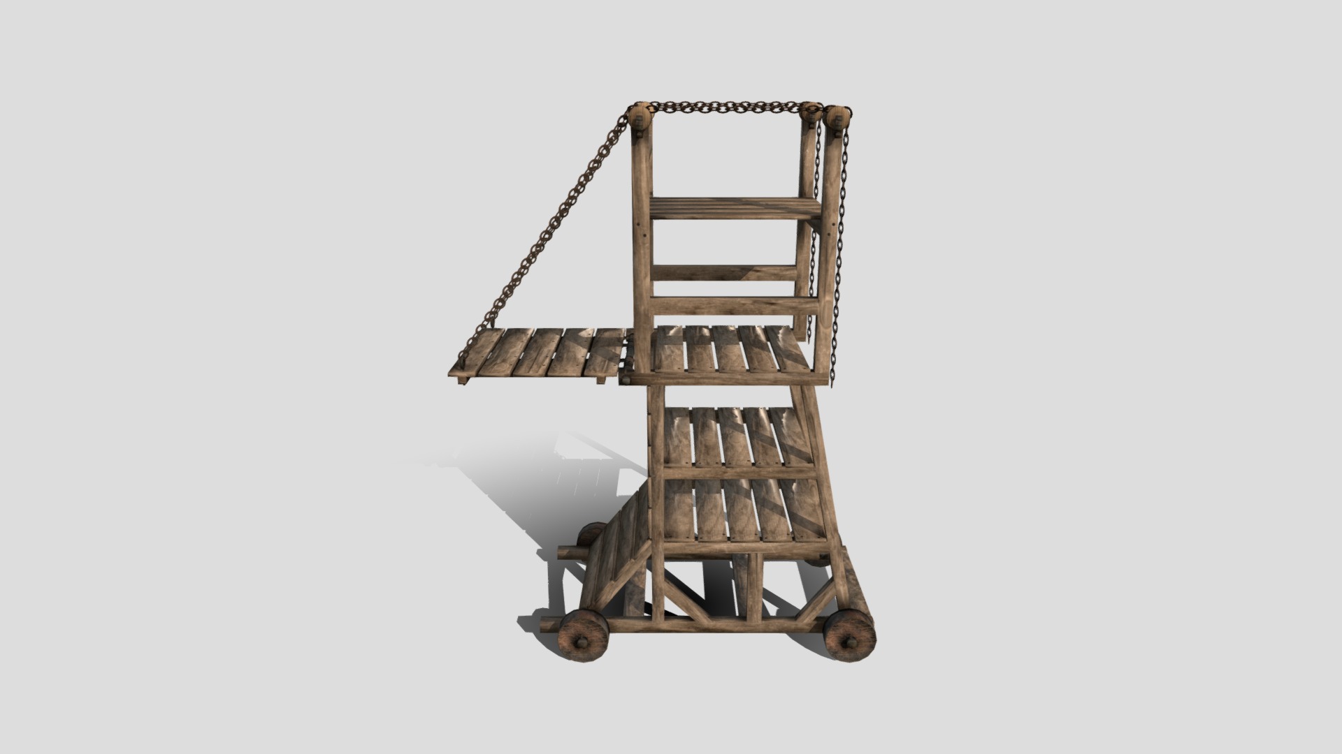 3D model Siege Tower - This is a 3D model of the Siege Tower. The 3D model is about a wooden chair with a chain.