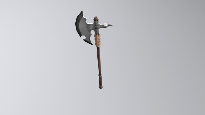 Hand-painted Battle Axe 3D Model